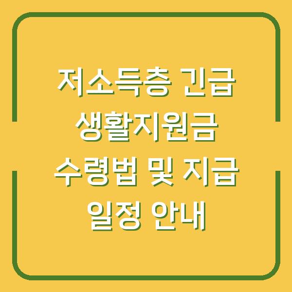 저소득층 긴급 생활지원금 수령법 및 지급 일정 안내