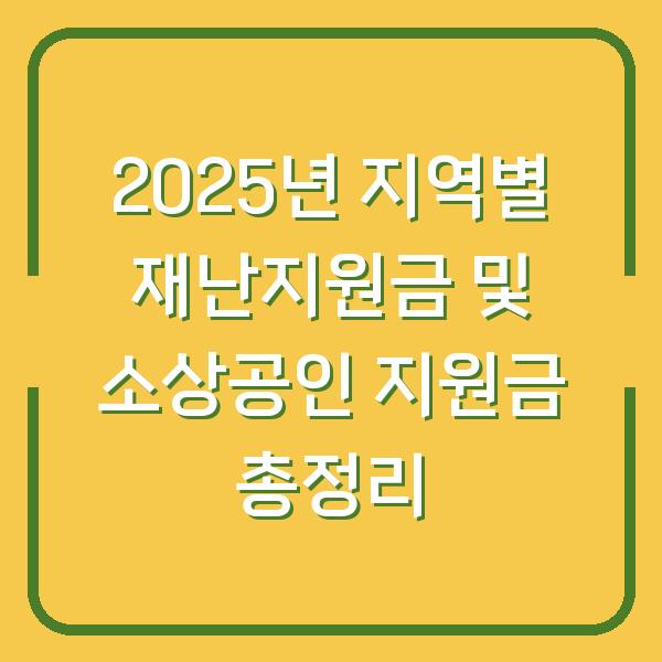 2025년 지역별 재난지원금 및 소상공인 지원금 총정리