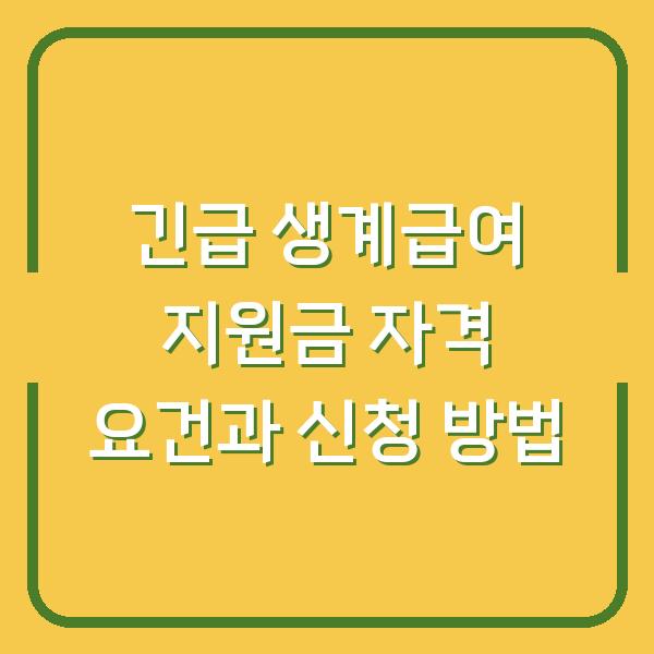긴급 생계급여 지원금 자격 요건과 신청 방법