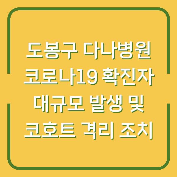 도봉구 다나병원 코로나19 확진자 대규모 발생 및 코호트 격리 조치
