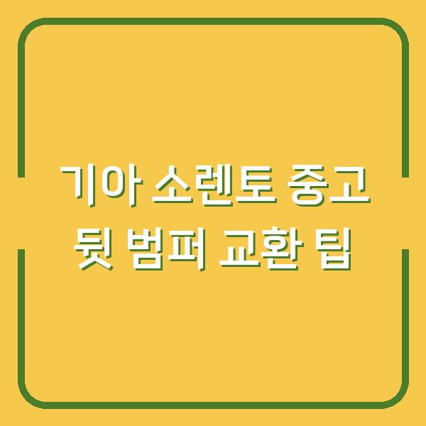 기아 소렌토 중고 뒷 범퍼 교환 팁