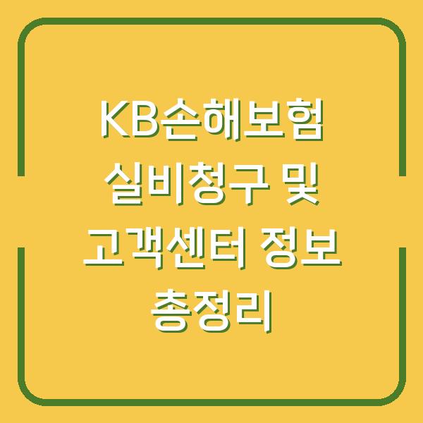 KB손해보험 실비청구 및 고객센터 정보 총정리