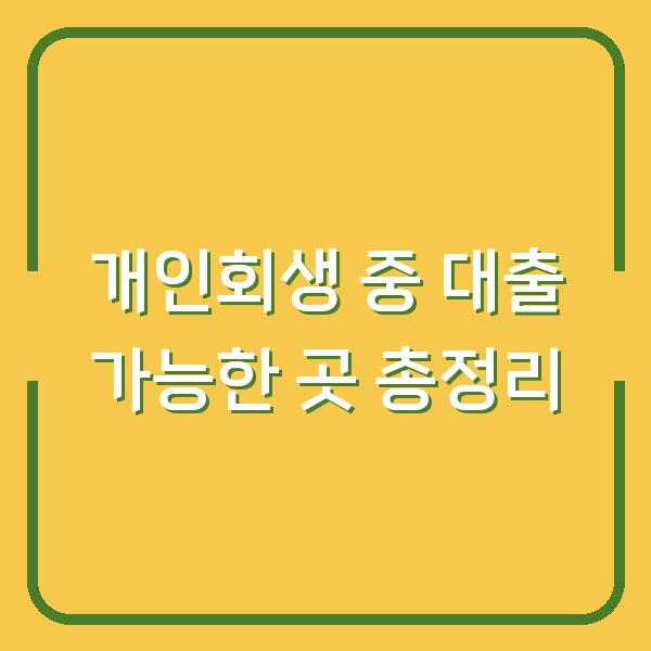 개인회생 중 대출 가능한 곳 총정리