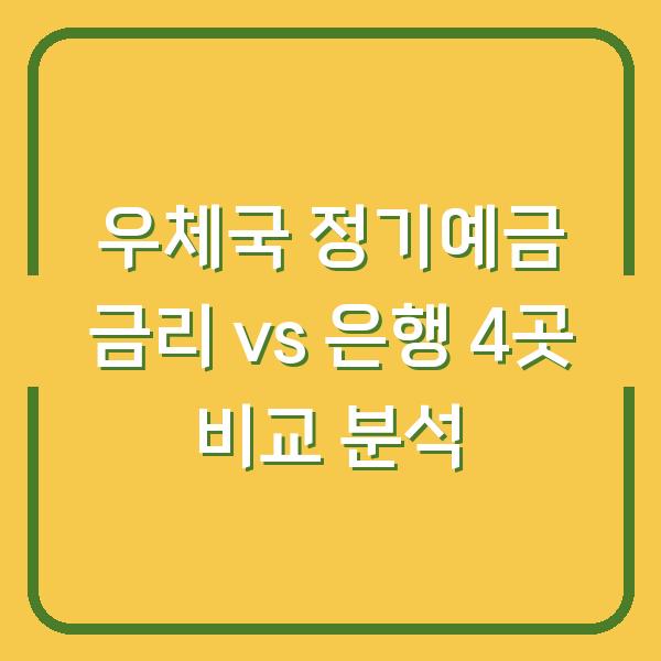 우체국 정기예금 금리 vs 은행 4곳 비교 분석