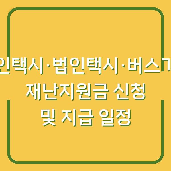 개인택시·법인택시·버스기사 재난지원금 신청 및 지급 일정