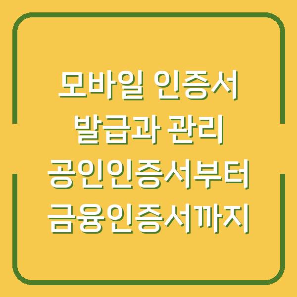 모바일 인증서 발급과 관리 공인인증서부터 금융인증서까지
