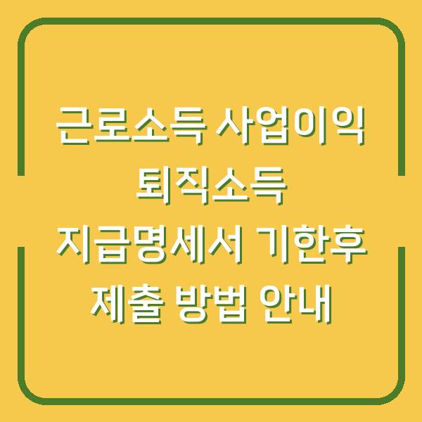 근로소득 사업이익 퇴직소득 지급명세서 기한후 제출 방법 안내