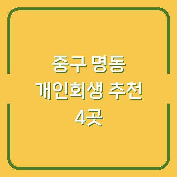 중구 명동 개인회생 추천 4곳
