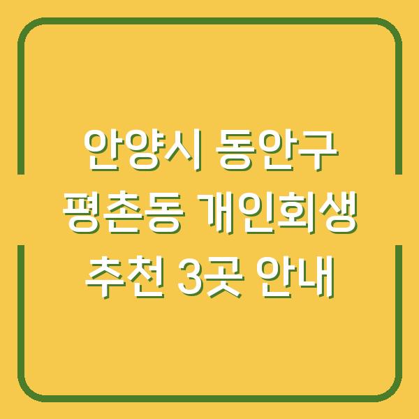 안양시 동안구 평촌동 개인회생 추천 3곳 안내