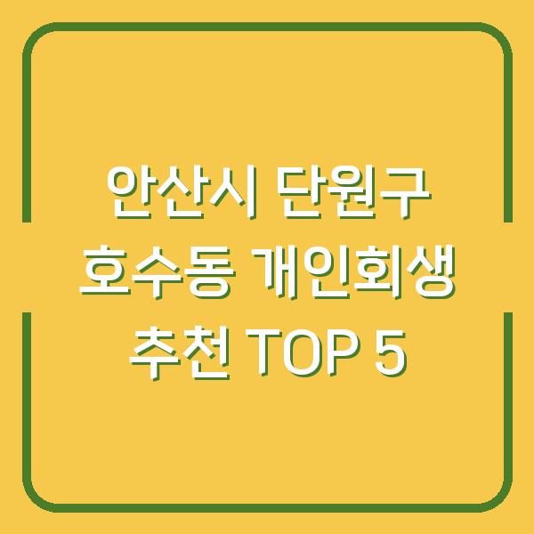 안산시 단원구 호수동 개인회생 추천 TOP 5