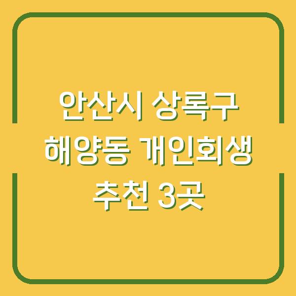 안산시 상록구 해양동 개인회생 추천 3곳