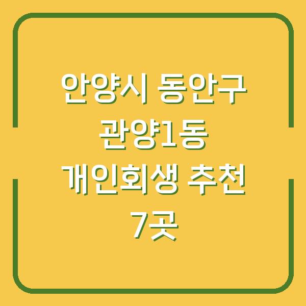 안양시 동안구 관양1동 개인회생 추천 7곳