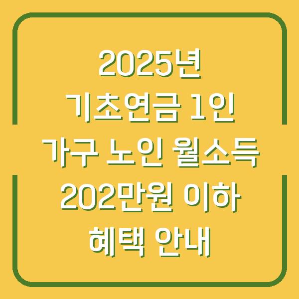2025년 기초연금 1인 가구 노인 월소득 202만원 이하 혜택 안내