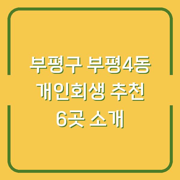 부평구 부평4동 개인회생 추천 6곳 소개