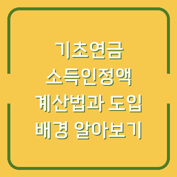 기초연금 소득인정액 계산법과 도입 배경 알아보기