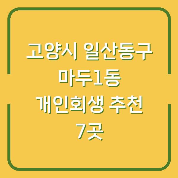 고양시 일산동구 마두1동 개인회생 추천 7곳