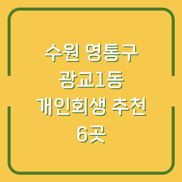 수원 영통구 광교1동 개인회생 추천 6곳