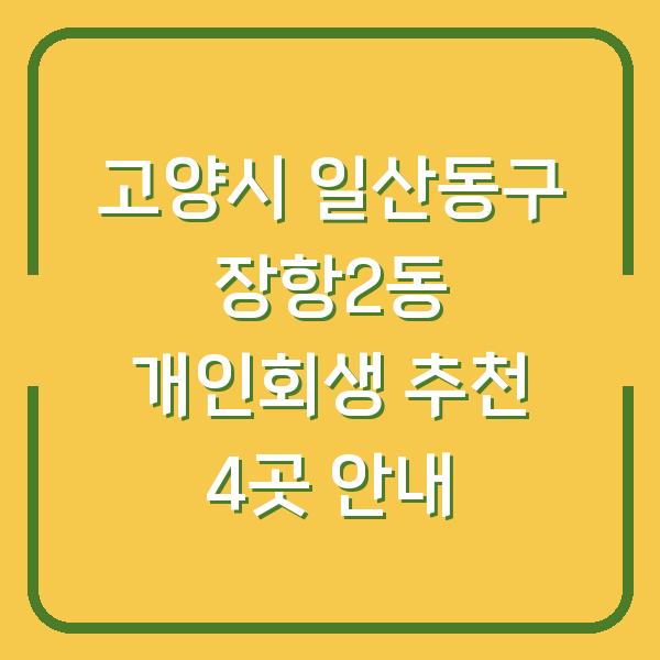 고양시 일산동구 장항2동 개인회생 추천 4곳 안내