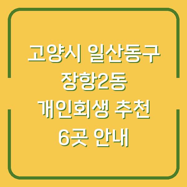 고양시 일산동구 장항2동 개인회생 추천 6곳 안내