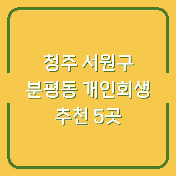 청주 서원구 분평동 개인회생 추천 5곳