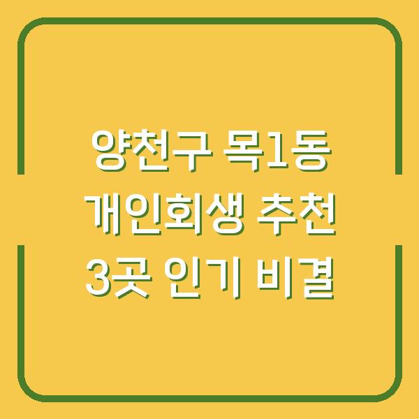 양천구 목1동 개인회생 추천 3곳 인기 비결
