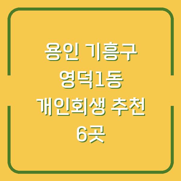 용인 기흥구 영덕1동 개인회생 추천 6곳