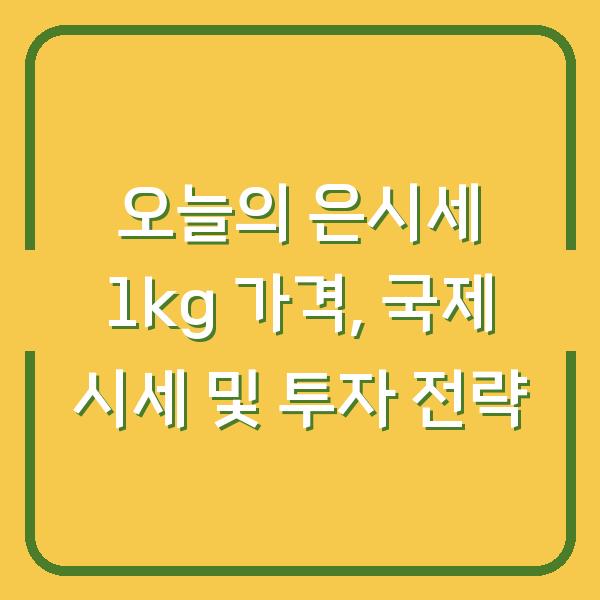 오늘의 은시세 1kg 가격, 국제 시세 및 투자 전략