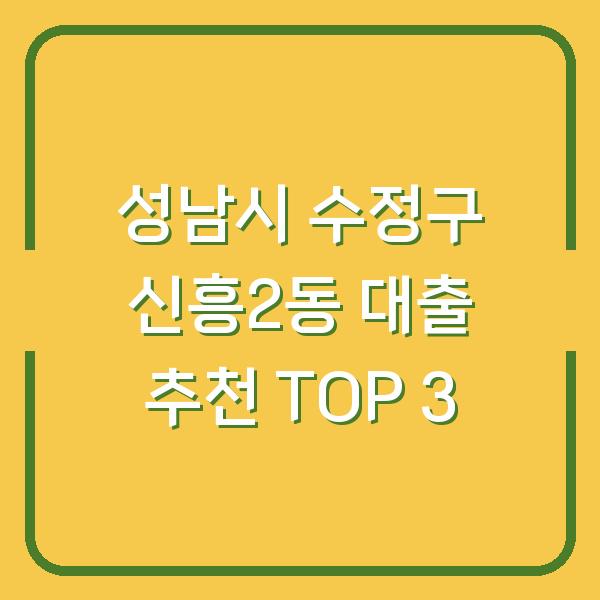 성남시 수정구 신흥2동 대출 추천 TOP 3
