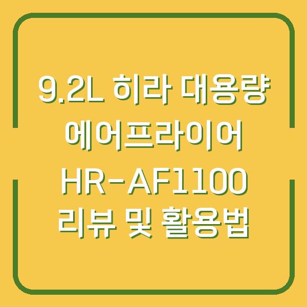 9.2L 히라 대용량 에어프라이어 HR-AF1100 리뷰 및 활용법