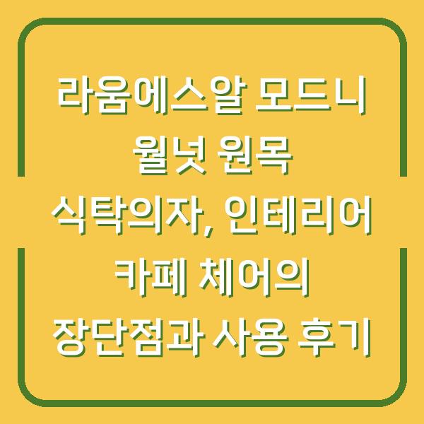 라움에스알 모드니 월넛 원목 식탁의자, 인테리어 카페 체어의 장단점과 사용 후기