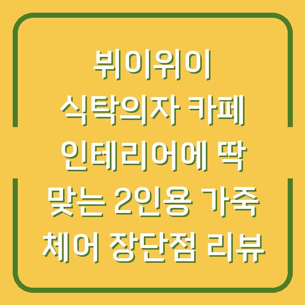 뷔이위이 식탁의자 카페 인테리어에 딱 맞는 2인용 가죽 체어 장단점 리뷰