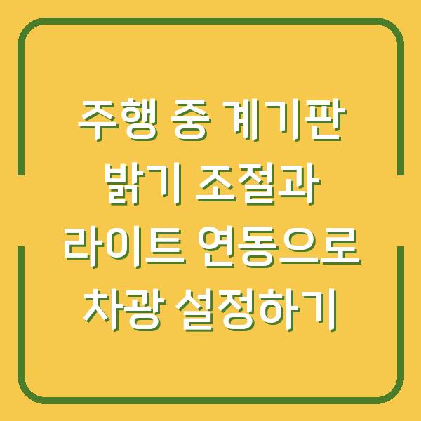 주행 중 계기판 밝기 조절과 라이트 연동으로 차광 설정하기