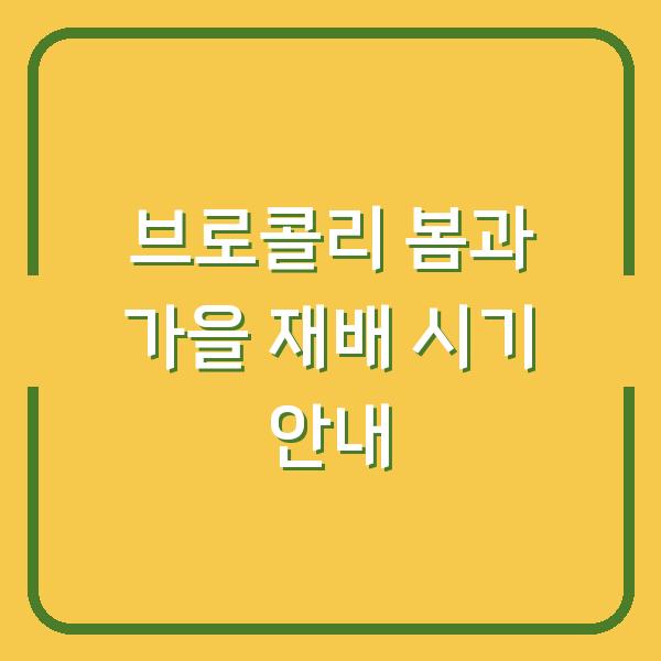 브로콜리 봄과 가을 재배 시기 안내
