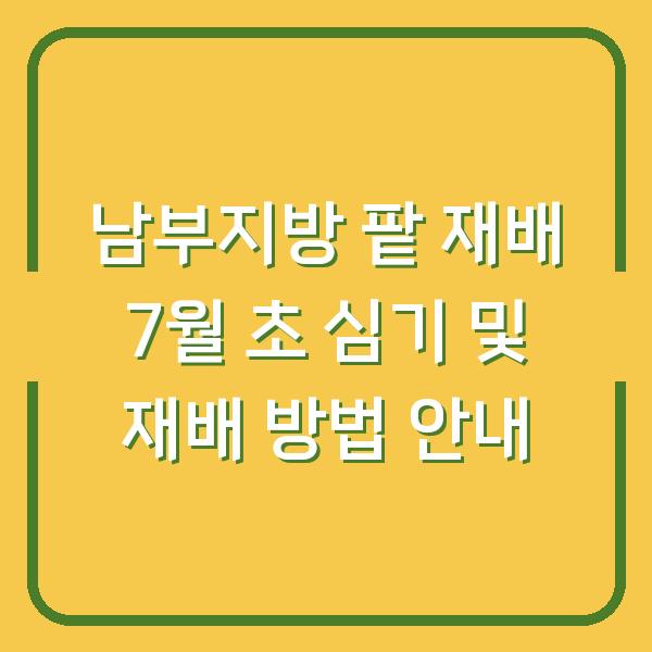 남부지방 팥 재배 7월 초 심기 및 재배 방법 안내