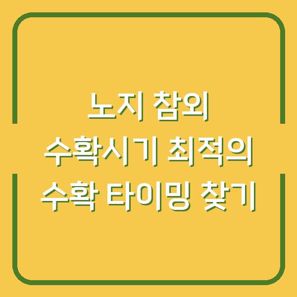 노지 참외 수확시기 최적의 수확 타이밍 찾기