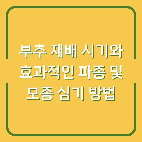 부추 재배 시기와 효과적인 파종 및 모종 심기 방법