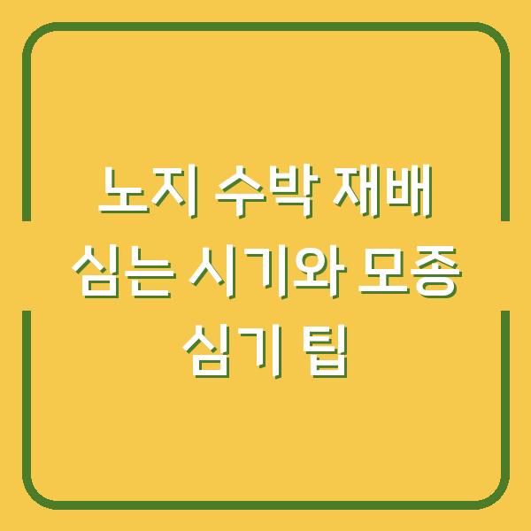 노지 수박 재배 심는 시기와 모종 심기 팁