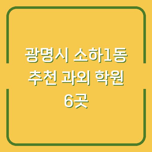 광명시 소하1동 추천 과외 학원 6곳