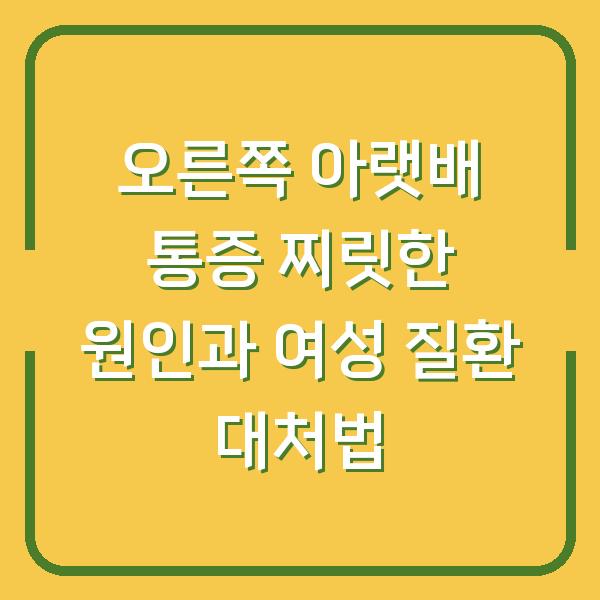 오른쪽 아랫배 통증 찌릿한 원인과 여성 질환 대처법