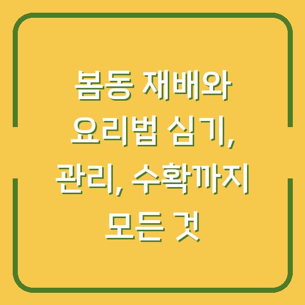 봄동 재배와 요리법 심기, 관리, 수확까지 모든 것