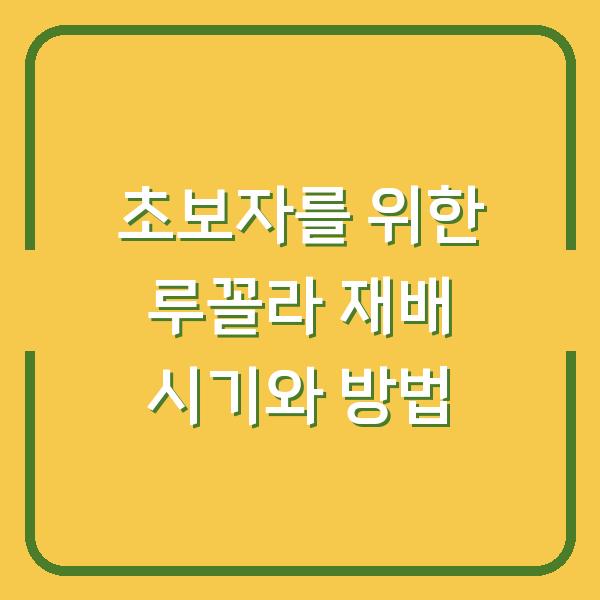 초보자를 위한 루꼴라 재배 시기와 방법