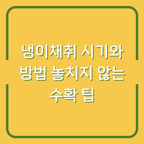 냉이채취 시기와 방법 놓치지 않는 수확 팁
