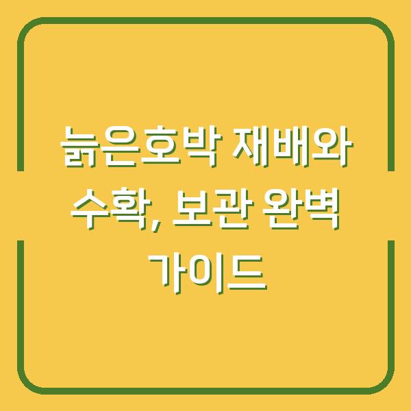늙은호박 재배와 수확, 보관 완벽 가이드