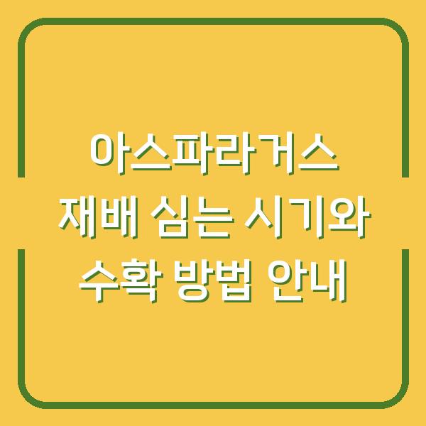 아스파라거스 재배 심는 시기와 수확 방법 안내