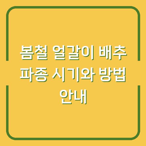 봄철 얼갈이 배추 파종 시기와 방법 안내