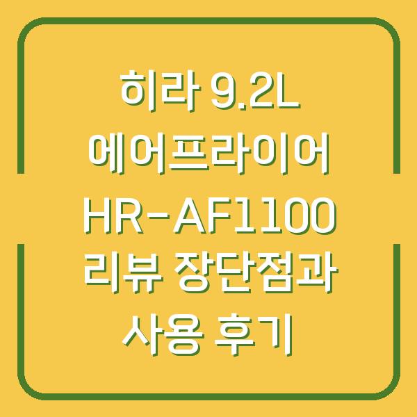 히라 9.2L 에어프라이어 HR-AF1100 리뷰 장단점과 사용 후기