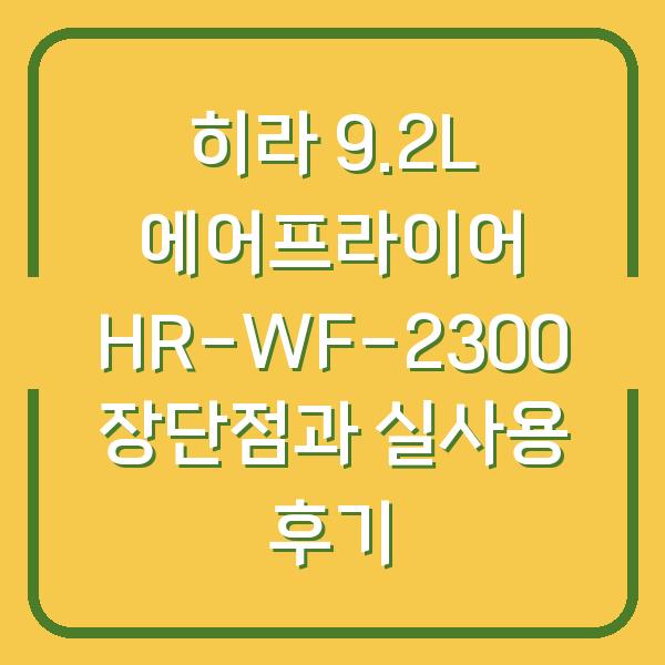 히라 9.2L 에어프라이어 HR-WF-2300 장단점과 실사용 후기