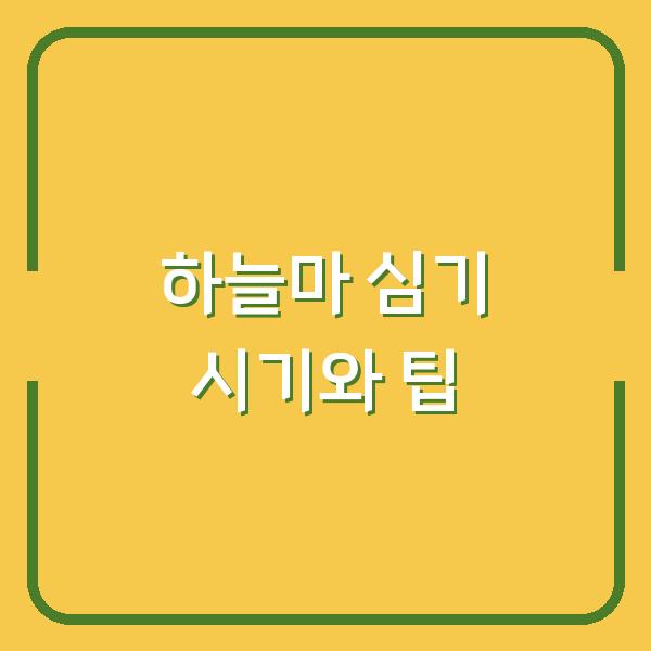 하늘마 심기 시기와 팁