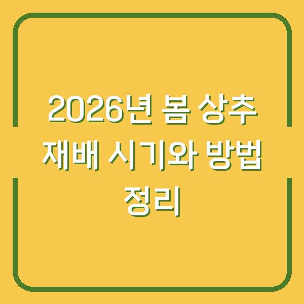 2026년 봄 상추 재배 시기와 방법 정리