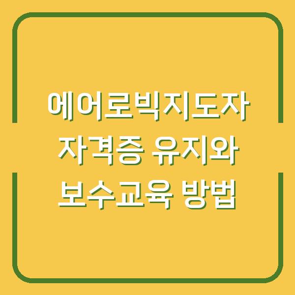 에어로빅지도자 자격증 유지와 보수교육 방법